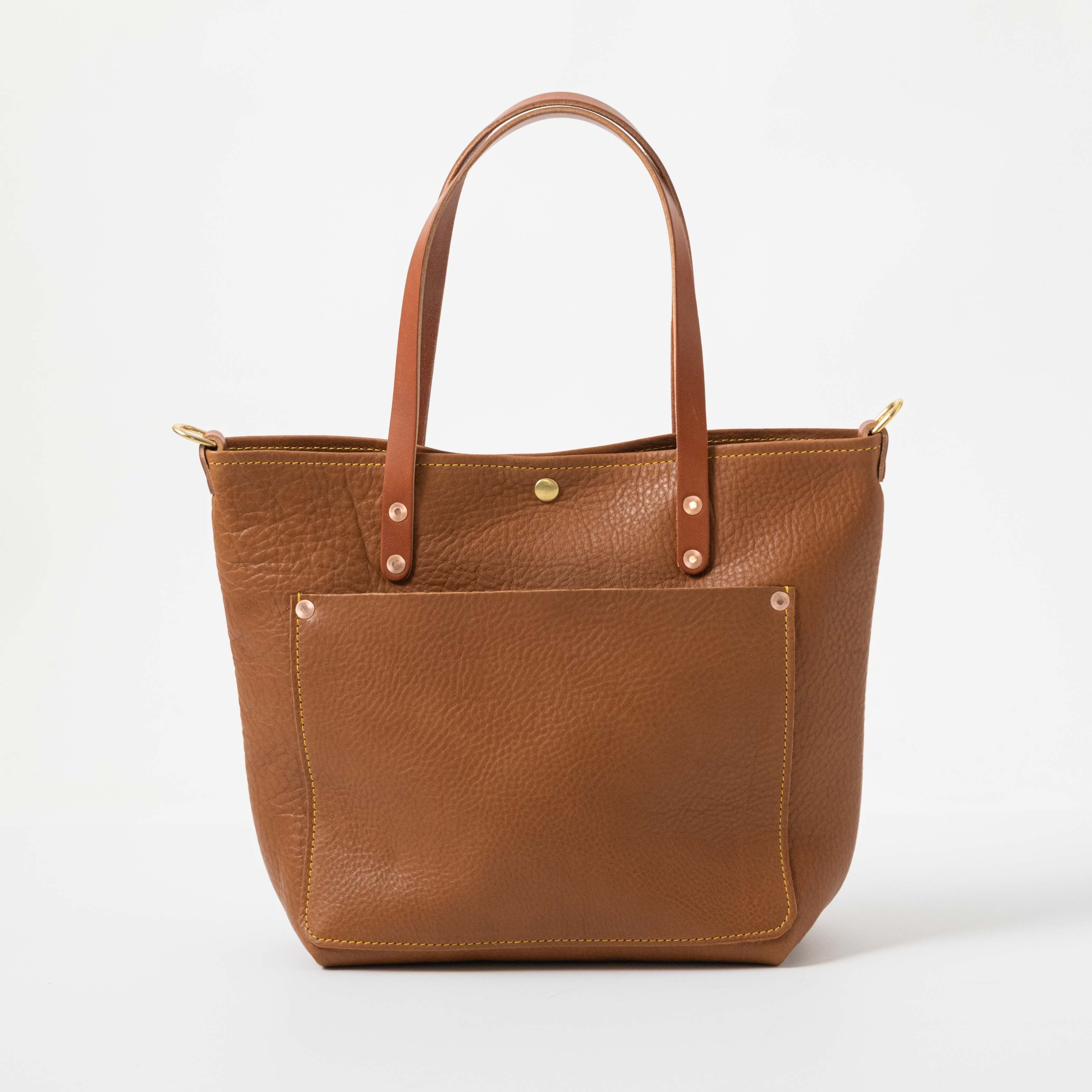 Cognac Cypress Travel Tote Handmade Leather Tote Bags by KMM Co