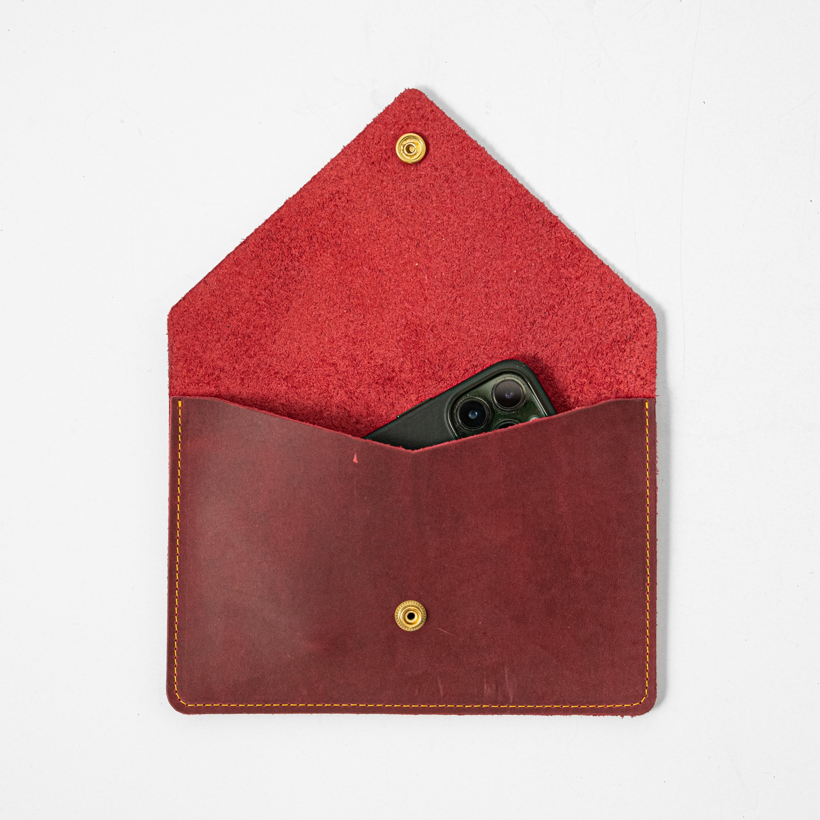 Cranberry Crazy Horse Leather Clutch