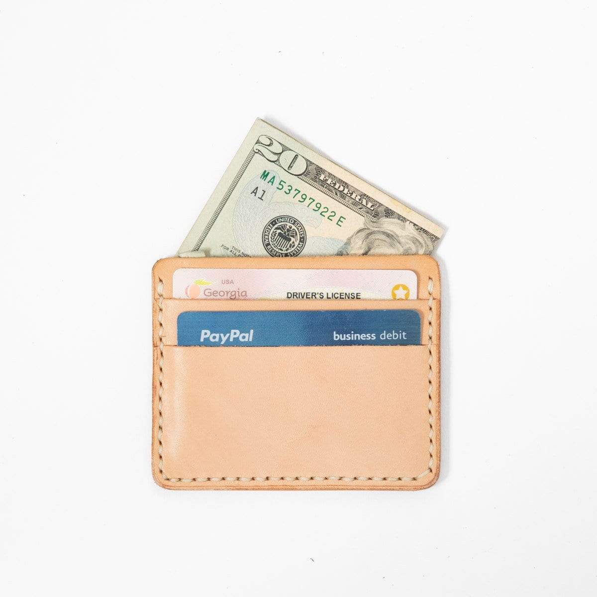 Rustic Vegetable Tan Slim Card Wallet- slim wallet - mens leather wallet - KMM &amp; Co.