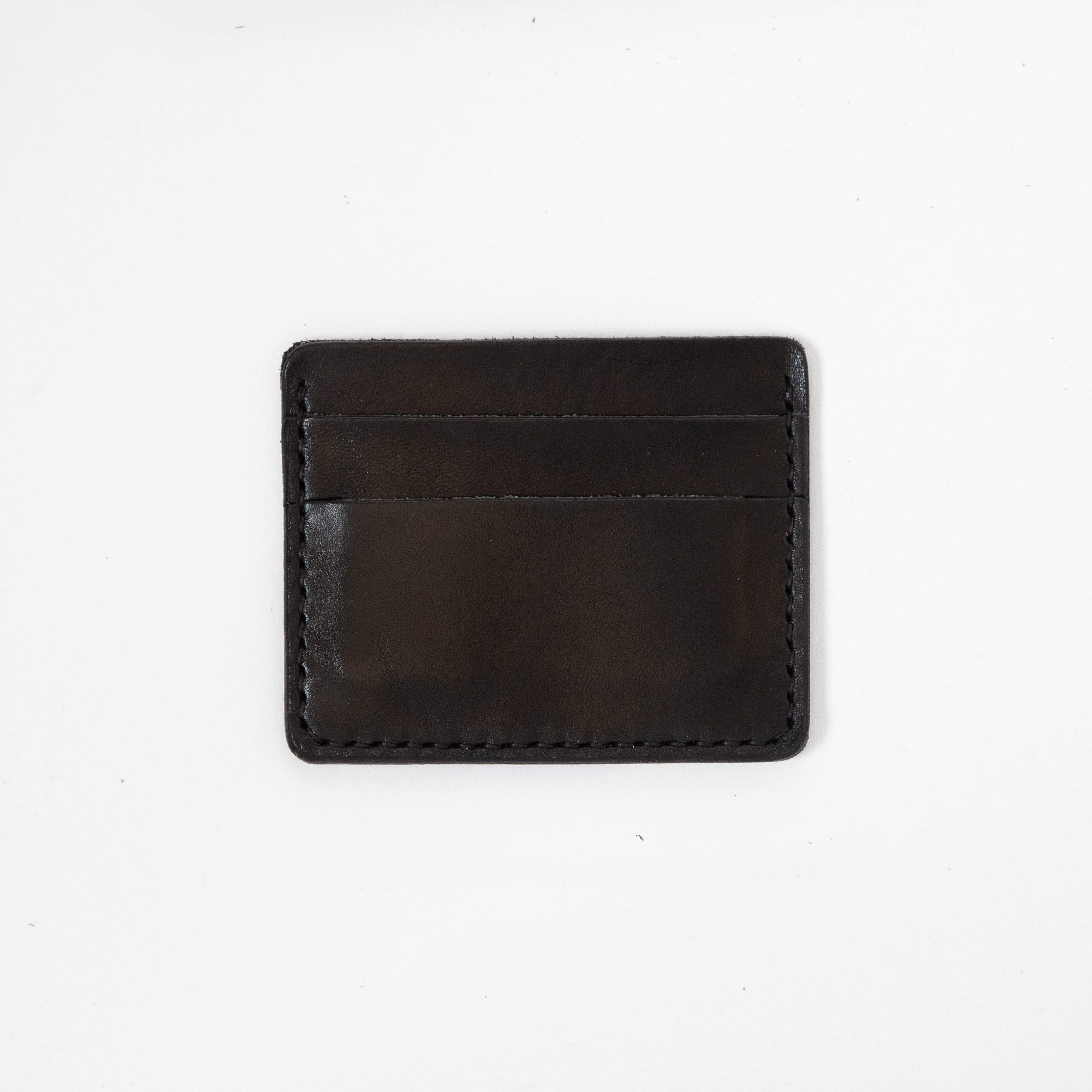 Black Slim Card Wallet- slim wallet - mens leather wallet - KMM &amp; Co.
