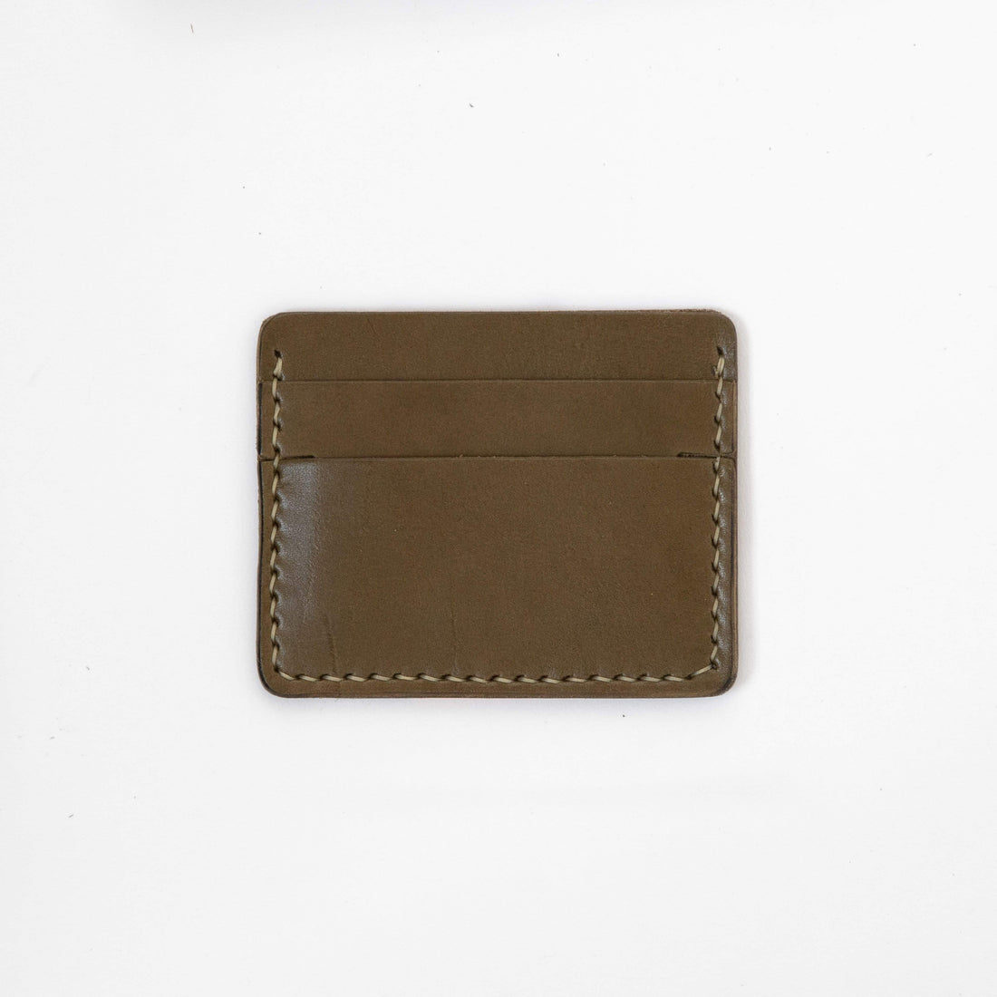 Olive Green Slim Card Wallet- slim wallet - mens leather wallet - KMM &amp; Co.